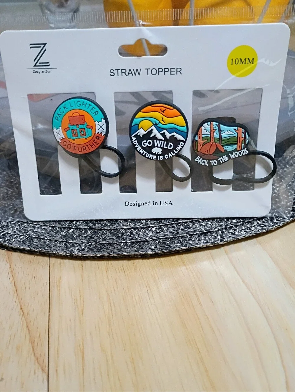 3 Pc Straw Toppers - Multicolor Outdoors Themed Adventure Set